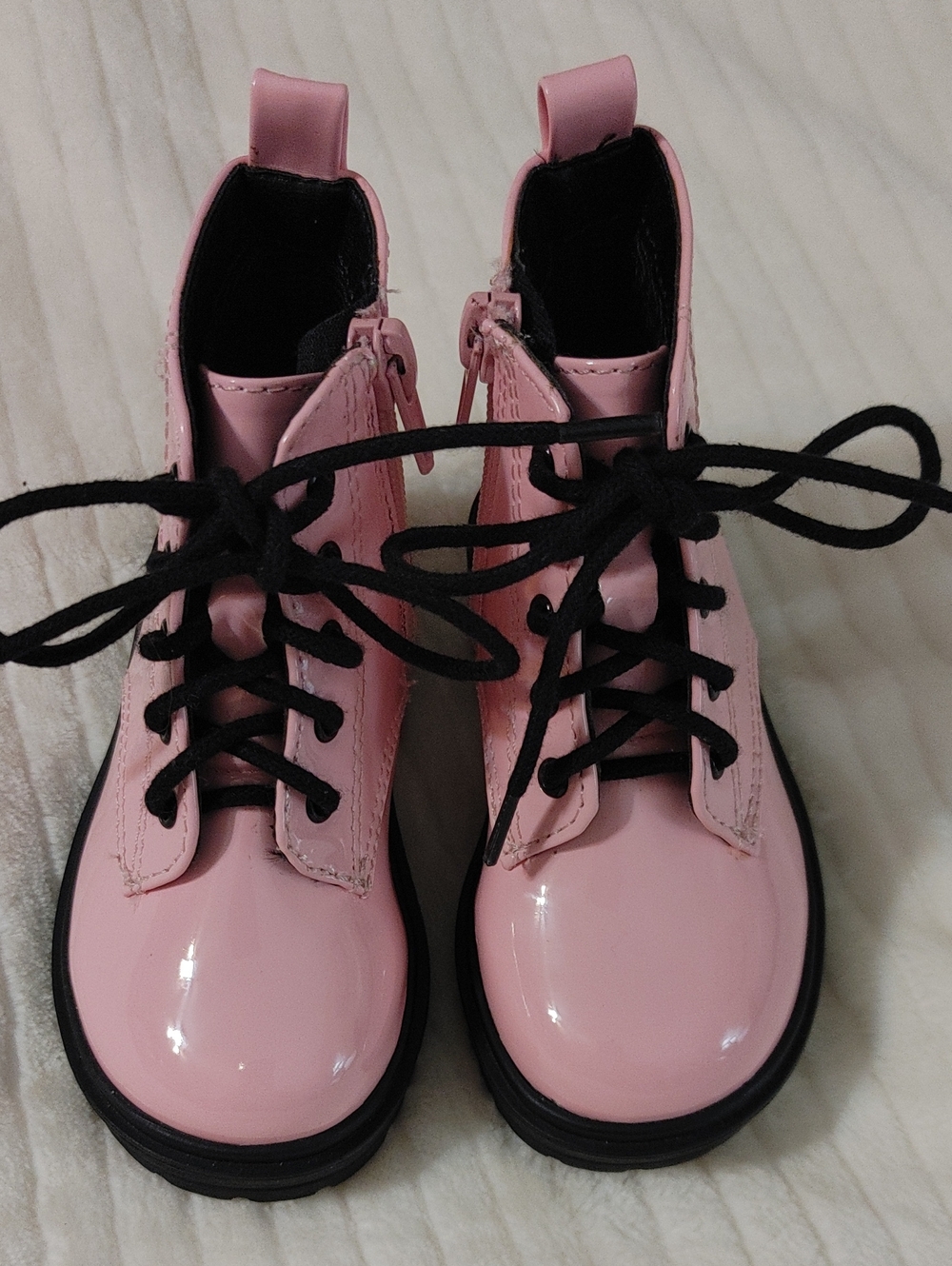 btween Pink Patent Lace-Up Kids Boots